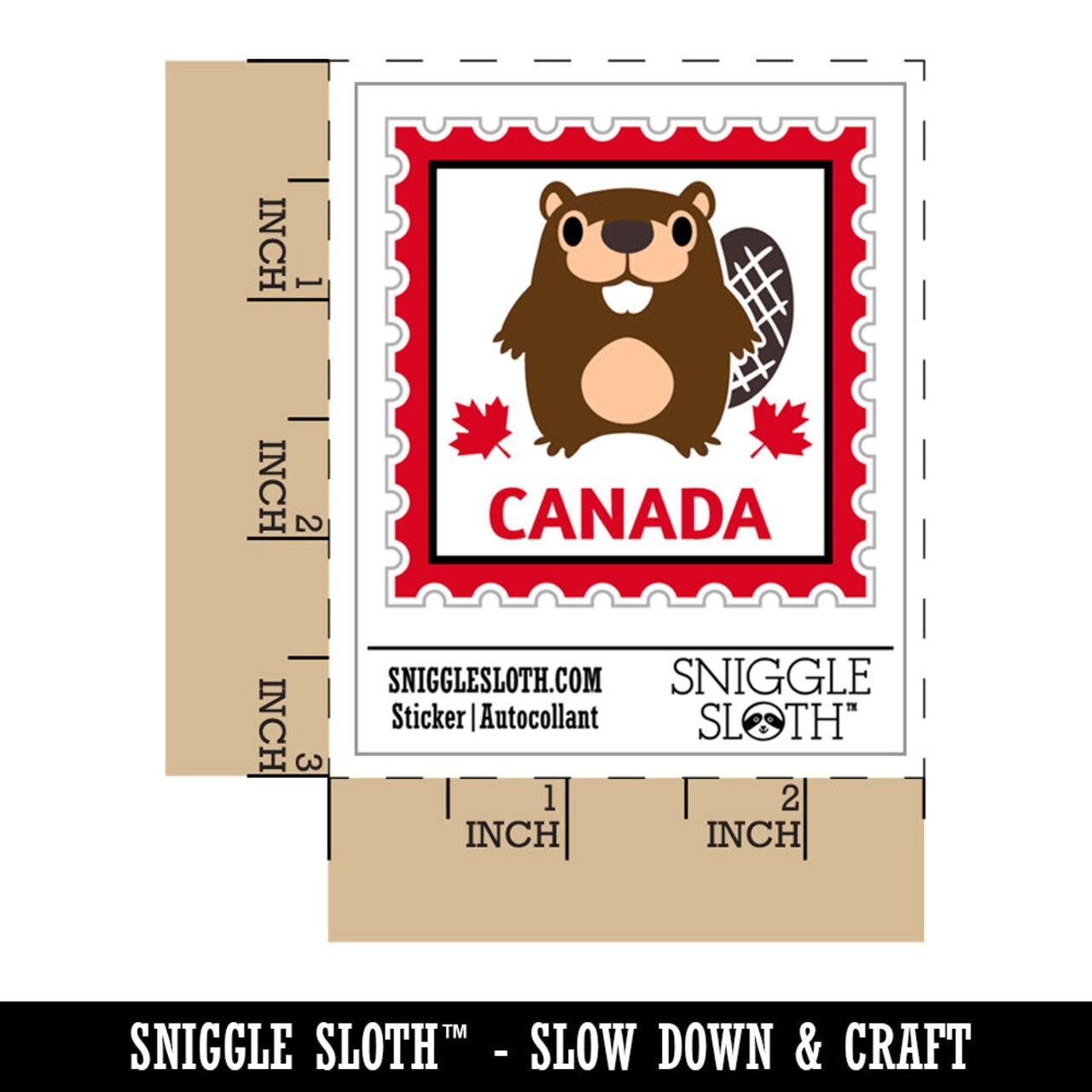 Canada Travel Beaver and Maple Leaf Leaves Waterproof Vinyl Phone Tablet Laptop Water Bottle Sticker Set - 5 Pack